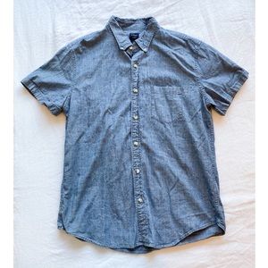 JCrew Linen/Denim Short-Sleeved Button Down